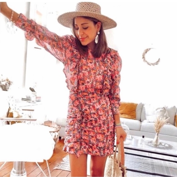 ZARA pink ruched floral mini dress blogger fave - Picture 5 of 15